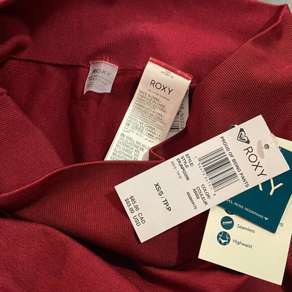 Roxy Women's Maroon Proud of Being Pants Workout Leggings - Size XS/S - NWT - Picture 5 of 5